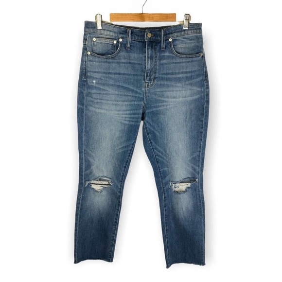 Madewell The High Rise Slim Boyjean Knee Rip Edition Size 29 Medium Wash H5863 - Picture 5 of 10